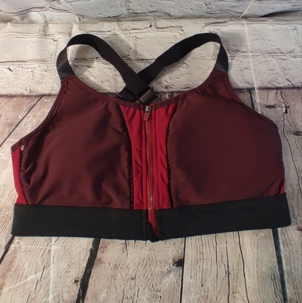 Fabletics Zoe High Impact Red Wine Front Zip Spor… - image 1
